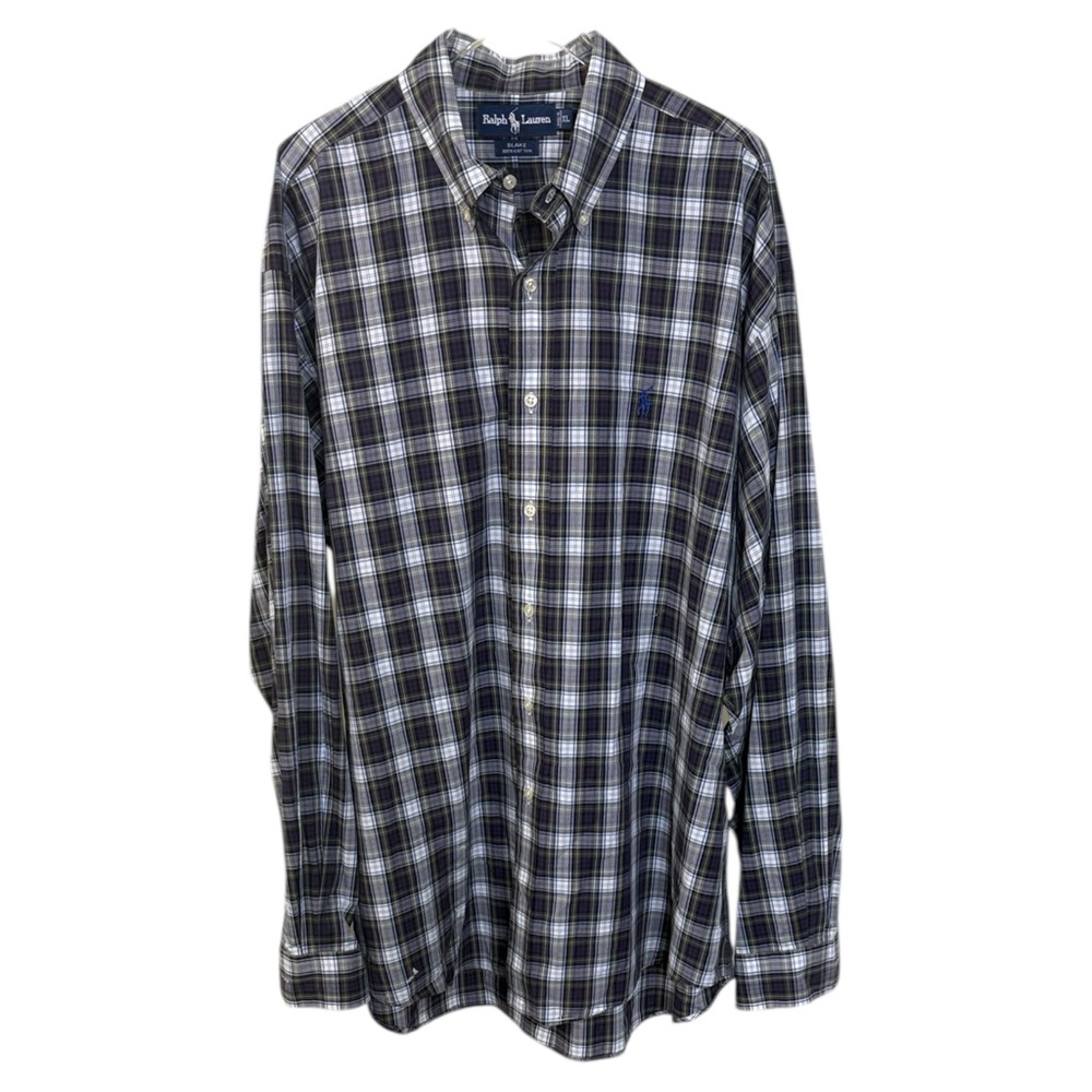 Ralph Lauren Men's Plaid "Blake" 100% Cotton Button - Down Shirt - XL